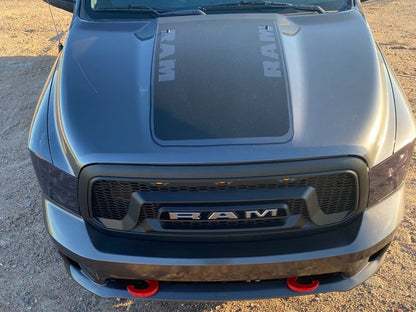 RAM Licensed by RedRock Hood Decal with RAM Logo; Matte Black (09-18 RAM 1500, Excluding Rebel)