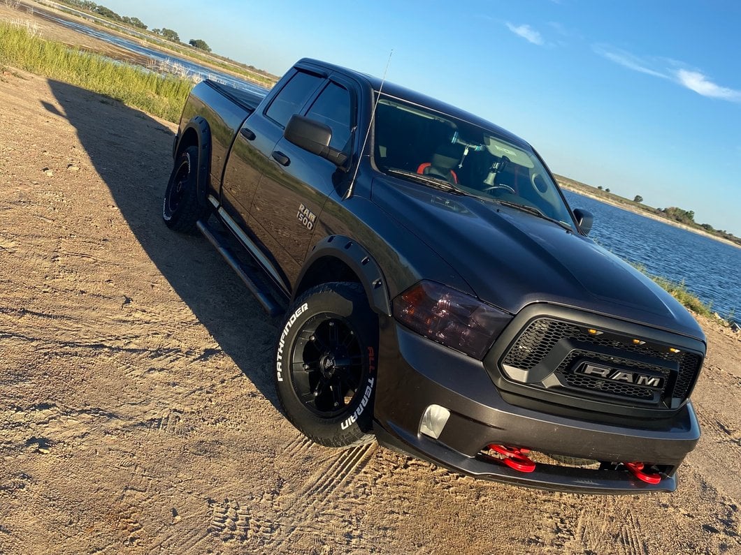 RAM Licensed by RedRock Hood Decal with RAM Logo; Matte Black (09-18 RAM 1500, Excluding Rebel)