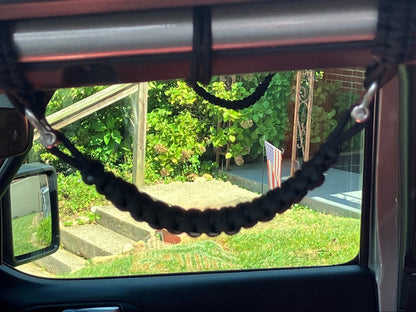 RedRock Front Rollbar Paracord Grab Handles with D-Rings; Black (20-25 Jeep Gladiator JT)