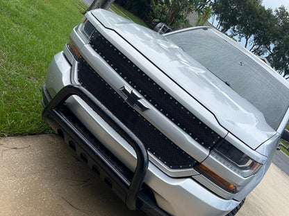 RedRock Wire Mesh Upper Overlay Grille with Rivets; Black (16-18 Silverado 1500 w/o Z71 Package)