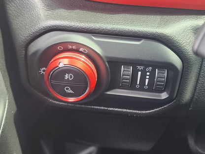 RedRock Billet Aluminum HVAC and Radio Control Knob Trim Ring Set; Red (20-25 Jeep Gladiator JT)