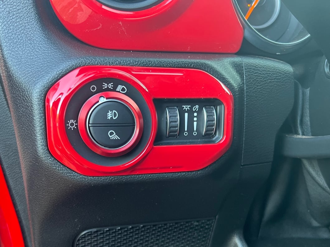 RedRock Billet Aluminum Headlight Knob Trim Ring; Red (20-25 Jeep Gladiator JT)