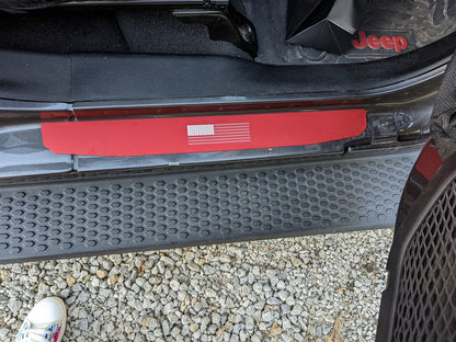 RedRock Door Sill Entry Guards with Flag; Red (18-25 Jeep Wrangler JL 4-Door)