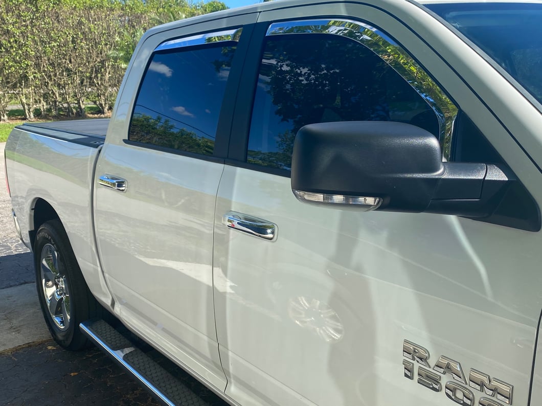 RAM Licensed by RedRock Element Chrome Window Visors; Channel Mount; Front and Rear (09-18 RAM 1500 Crew Cab)