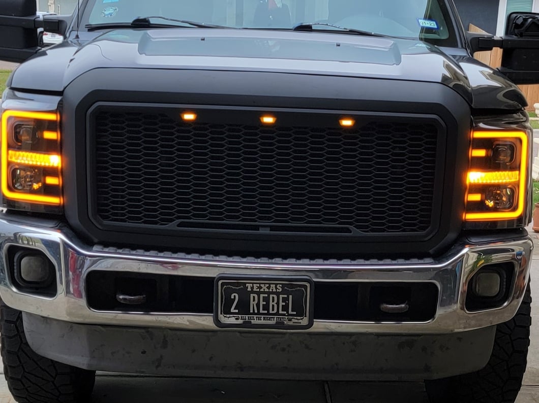 RedRock Baja Upper Replacement Grille with LED; Matte Black (11-16 F-250 Super Duty)