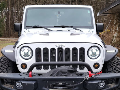Jeep Licensed by RedRock Tubular Fender Flares with LED DRL and Jeep Logo; Front (07-18 Jeep Wrangler JK)