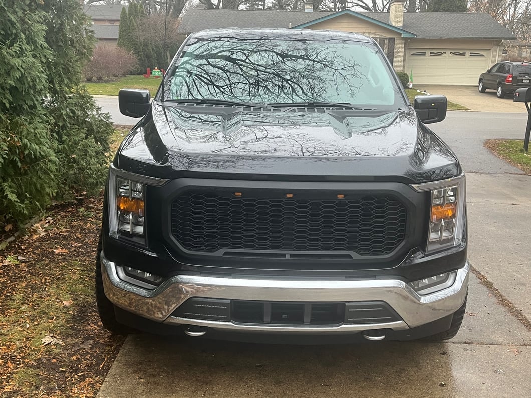 RedRock Baja Upper Replacement Grille with LED Lighting; Black (21-23 F-150, Excluding Raptor & Tremor)