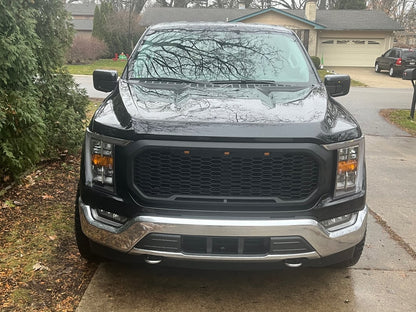 RedRock Baja Upper Replacement Grille with LED Lighting; Black (21-23 F-150, Excluding Raptor & Tremor)