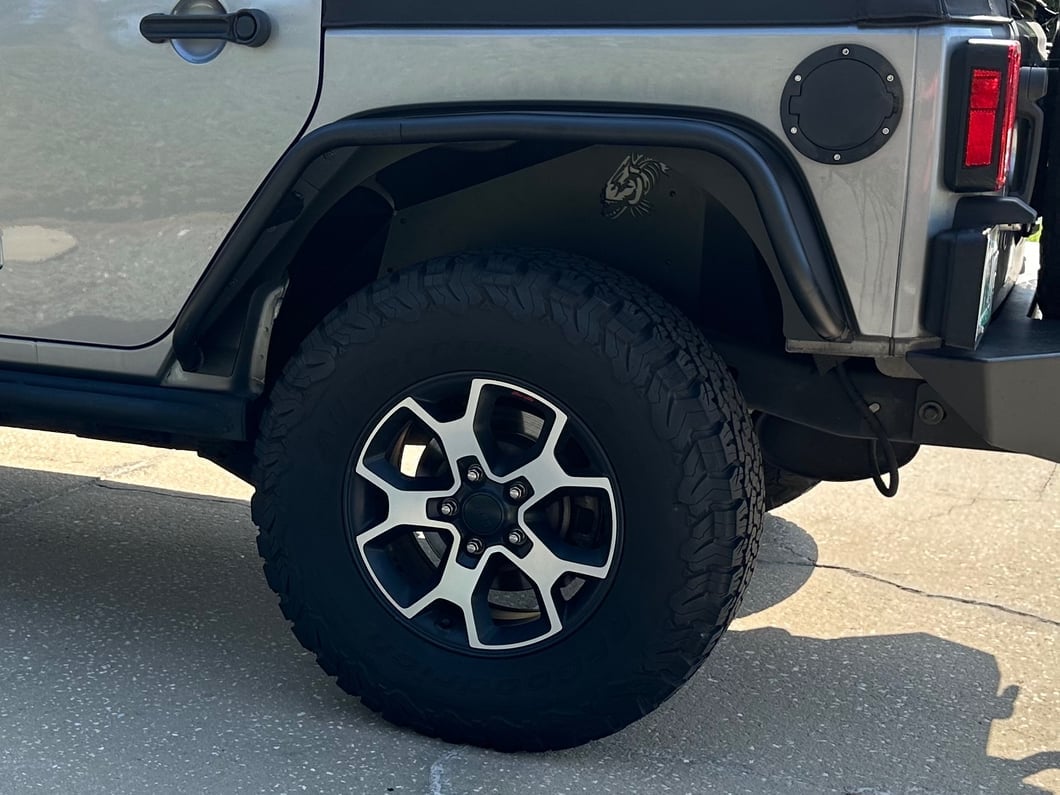 Jeep Licensed by RedRock Tubular Fender Flares with Jeep Logo; Rear (07-18 Jeep Wrangler JK)