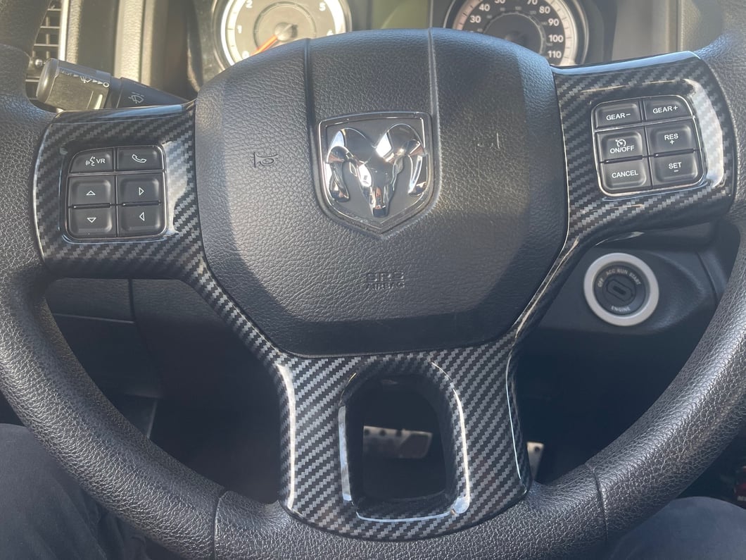 RedRock Steering Wheel Trim; Carbon Fiber (09-18 RAM 1500)