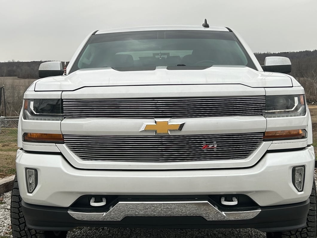 RedRock Modern Billet Upper Grille Overlay; Polished (16-18 Silverado 1500 w/o Z71 Package)