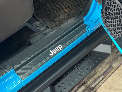 Jeep Licensed by RedRock Carbon Fiber Door Sill Decal; White (07-18 Jeep Wrangler JK)