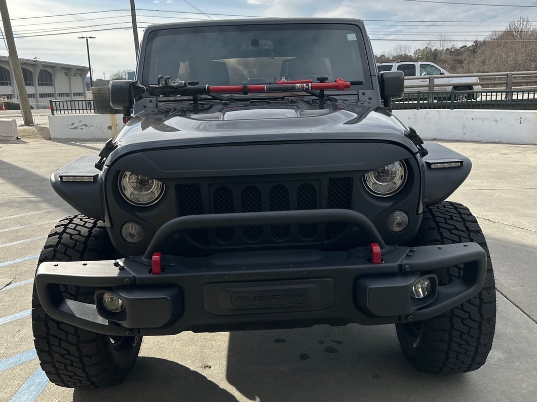 Jeep Licensed by RedRock Tubular Fender Flares with LED DRL and Jeep Logo; Front (07-18 Jeep Wrangler JK)
