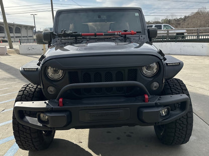Jeep Licensed by RedRock Tubular Fender Flares with LED DRL and Jeep Logo; Front (07-18 Jeep Wrangler JK)