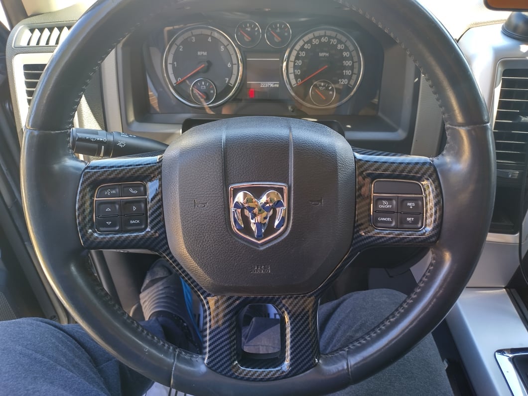 RedRock Steering Wheel Trim; Carbon Fiber (09-18 RAM 1500)