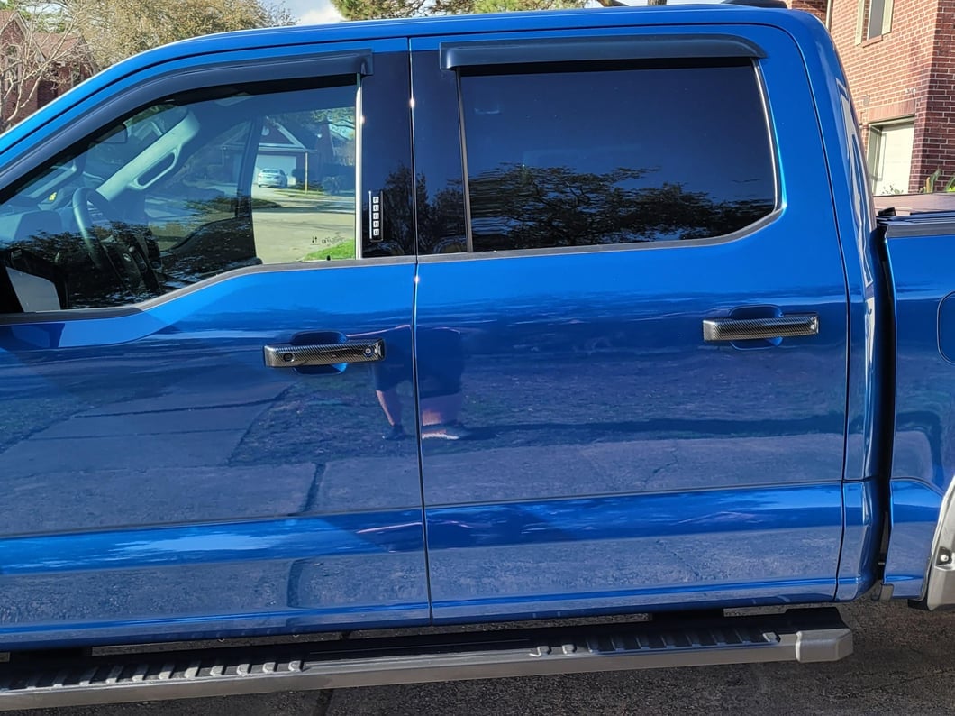 RedRock Front and Rear Door Handle Covers; Carbon Fiber (21-25 F-150 SuperCrew w/ Smart Key Button)