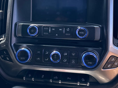 RedRock Billet Interior Knob Cover Kit; Blue (14-18 Silverado 1500)