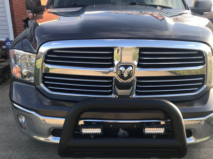 RAM Licensed by RedRock 3.50-Inch Oval Bull Bar with Skid Plate and Ram Logo; Black (09-18 RAM 1500, Excluding Rebel)