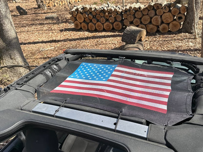 RedRock Mesh Sun Shade; American Flag (07-18 Jeep Wrangler JK)