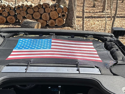 RedRock Mesh Sun Shade; American Flag (07-18 Jeep Wrangler JK)