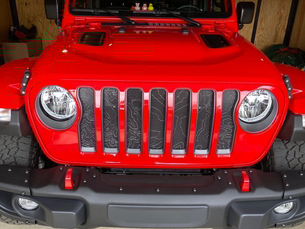 Jeep Licensed by RedRock Billet Aluminum Hood Catch Set with Jeep Logo (20-25 Jeep Gladiator JT)