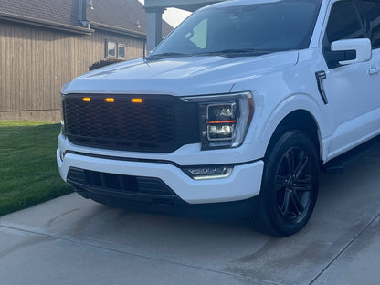 RedRock Honeycomb Replacement Grille with LED DRL; Matte Black (21-23 F-150, Excluding Raptor & Tremor)