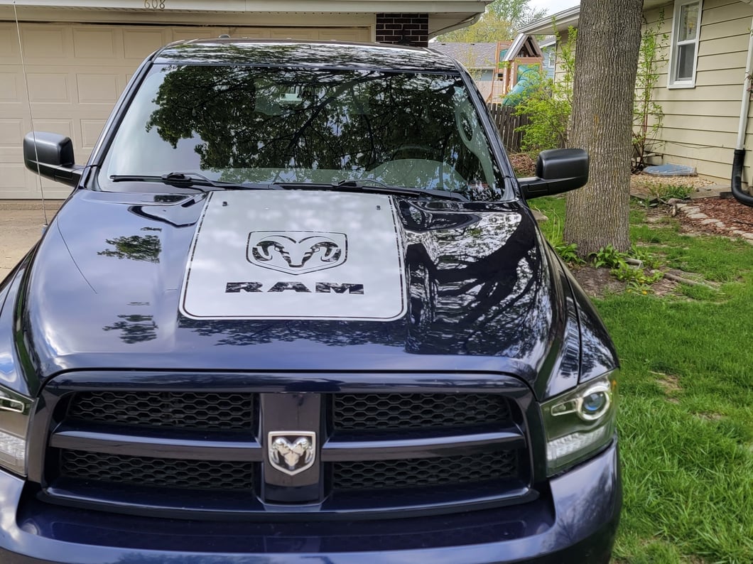 RAM Licensed by RedRock Hood Decal with Logo; Silver (09-18 RAM 1500, Excluding Rebel)
