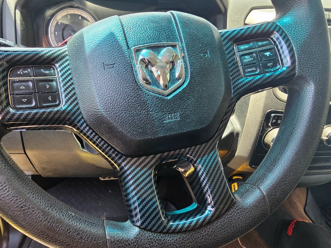 RedRock Steering Wheel Trim; Carbon Fiber (09-18 RAM 1500)