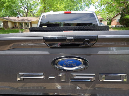 RedRock Tailgate Handle Cover; Carbon Fiber (21-25 F-150 w/ Power Fold-Down Tailgate)