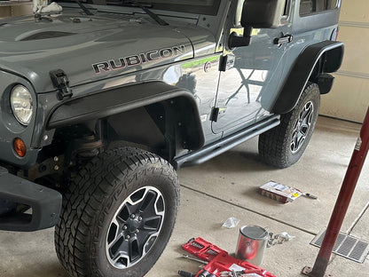 Jeep Licensed by RedRock Slim Fender Flares with Jeep Logo; Front (07-18 Jeep Wrangler JK)