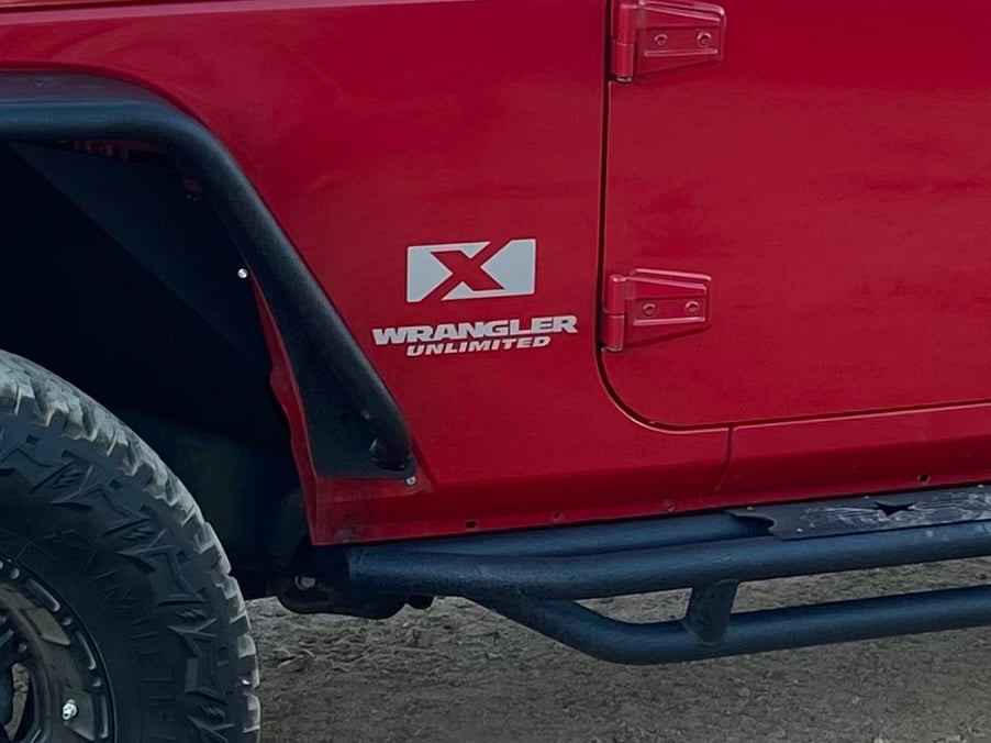 Jeep Licensed by RedRock X Logo with Wrangler Unlimited Decal; Silver (87-18 Jeep Wrangler YJ, TJ & JK)