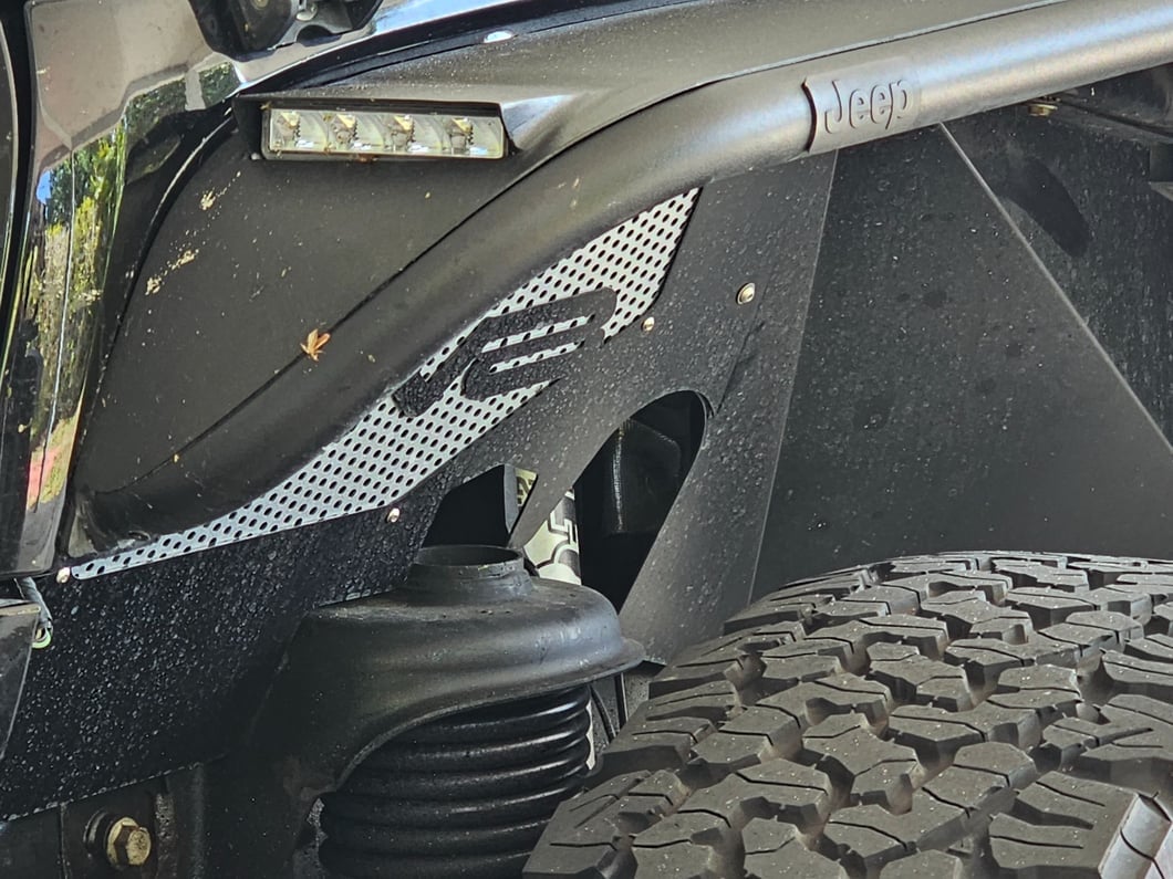 Jeep Licensed by RedRock Tubular Fender Flares with LED DRL and Jeep Logo; Front (07-18 Jeep Wrangler JK)