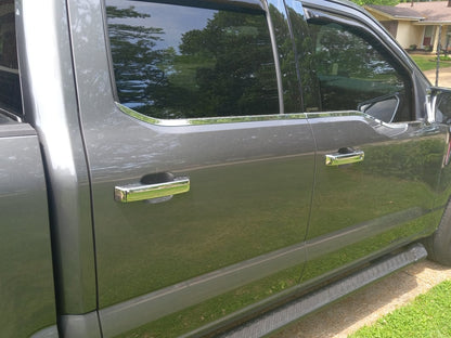 RedRock Front and Rear Door Handle Covers; Chrome (21-25 F-150 SuperCrew w/ Smart Key Button)