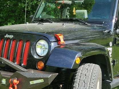 RedRock Old Glory Billet Hood Catch Kit; Red (07-25 Jeep Wrangler JK & JL)