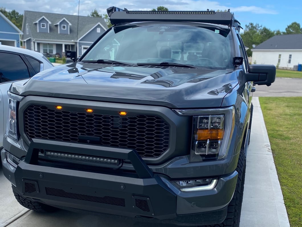 RedRock Baja Upper Replacement Grille with LED Lighting; Charcoal (21-23 F-150, Excluding Raptor & Tremor)
