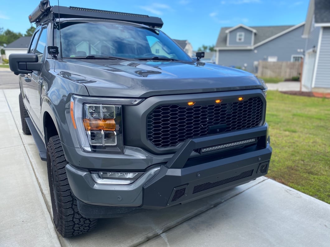 RedRock Baja Upper Replacement Grille with LED Lighting; Charcoal (21-23 F-150, Excluding Raptor & Tremor)