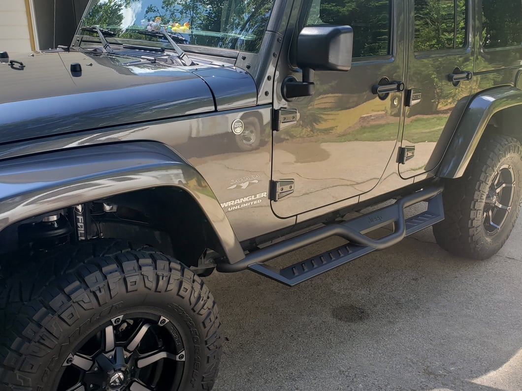 Jeep Licensed by RedRock HD Drop Side Step Bars with Jeep Logo (07-18 Jeep Wrangler JK 4-Door)