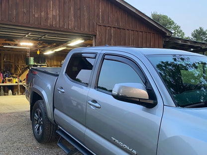 RedRock Low Profile Window Deflectors; Front and Rear; Gloss Black (16-23 Tacoma Double Cab)