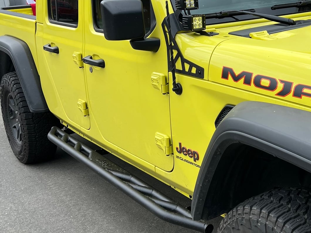 Jeep Licensed by RedRock Rock Sliders with Jeep Logo; Textured Black (20-25 Jeep Gladiator JT)
