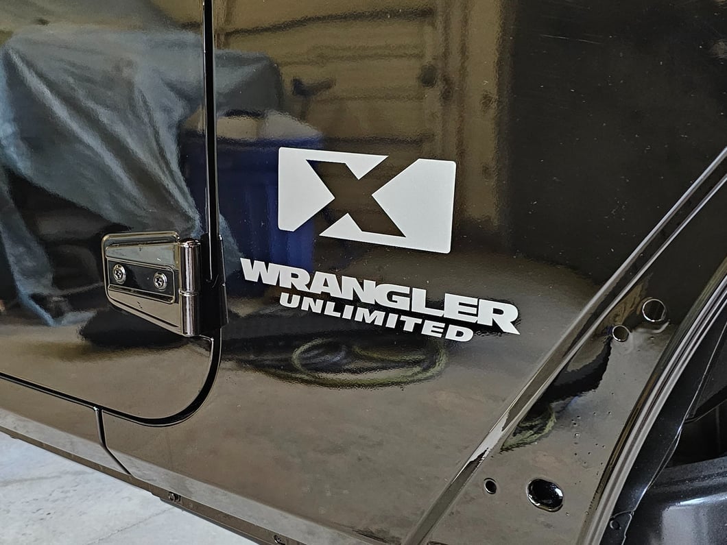 Jeep Licensed by RedRock X Logo with Wrangler Unlimited Decal; Silver (87-18 Jeep Wrangler YJ, TJ & JK)
