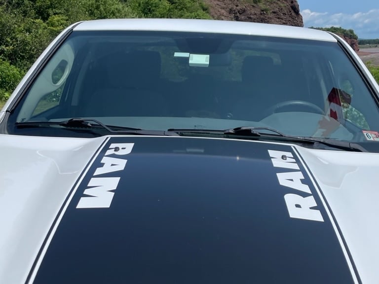 RAM Licensed by RedRock Hood Decal with RAM Logo; Gloss Black (09-18 RAM 1500, Excluding Rebel)