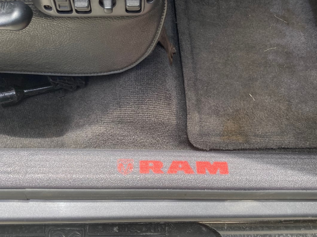RAM Licensed by RedRock Door Sill Body Shield Decal; Red (02-18 RAM 1500)