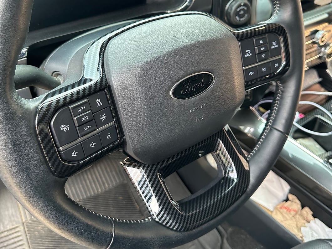 RedRock Steering Wheel Trim; Carbon Fiber (21-25 F-150)