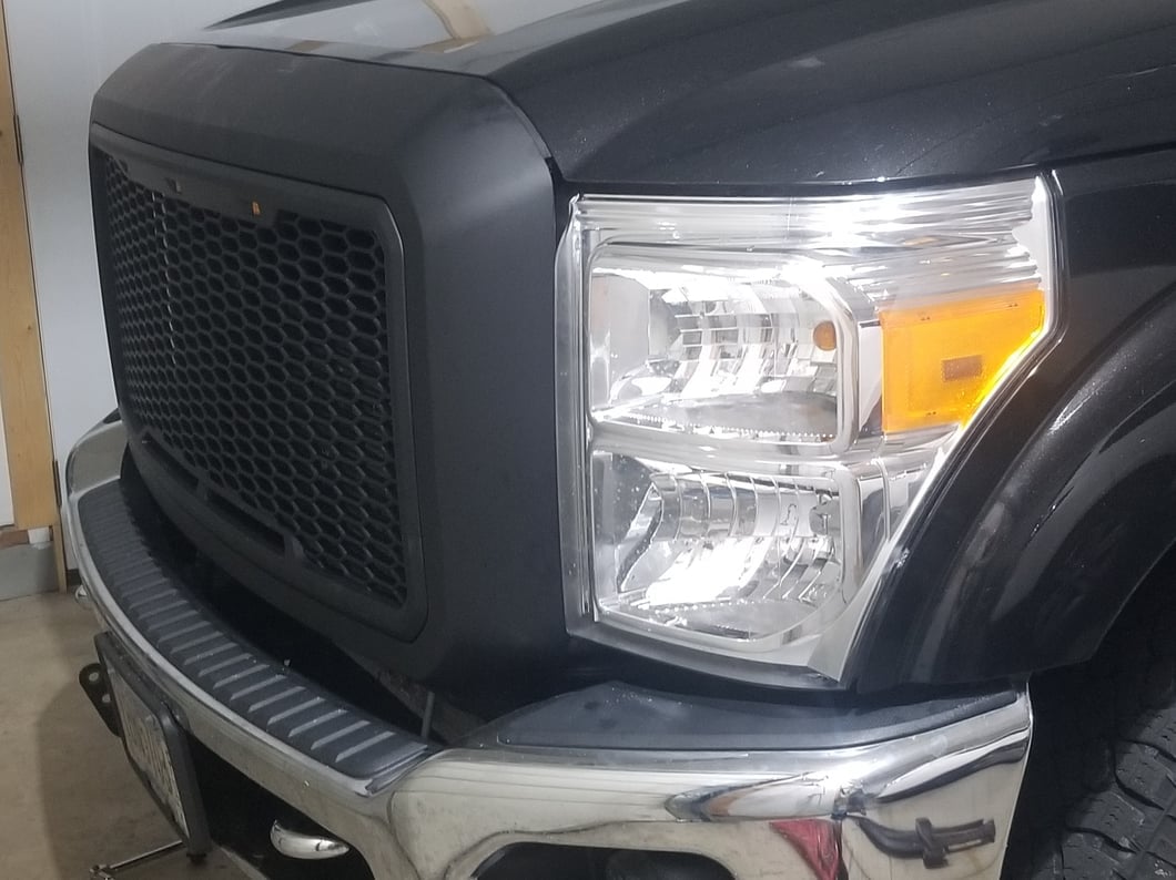 RedRock Baja Upper Replacement Grille with LED; Matte Black (11-16 F-350 Super Duty)