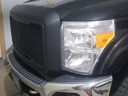 RedRock Baja Upper Replacement Grille with LED; Matte Black (11-16 F-350 Super Duty)