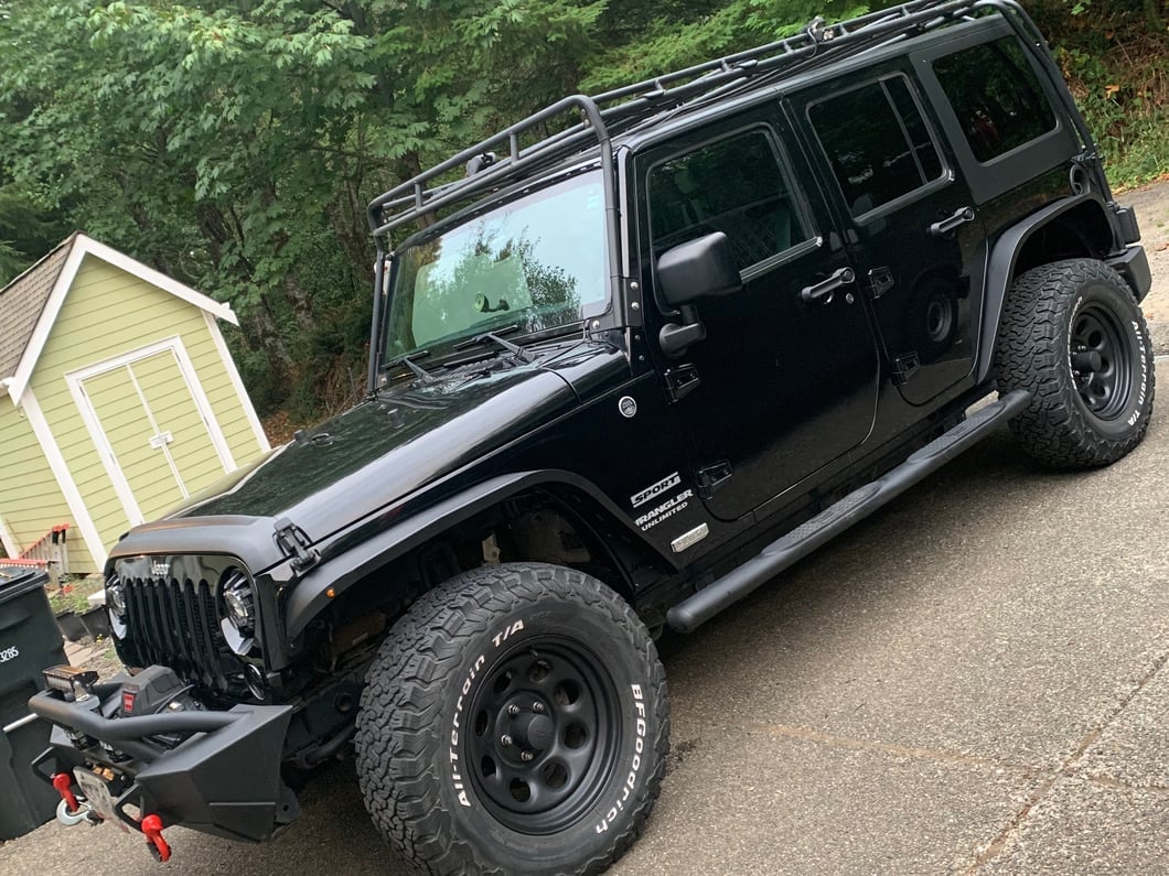 Jeep Licensed by RedRock Slim Fender Flares with Jeep Logo; Front (07-18 Jeep Wrangler JK)