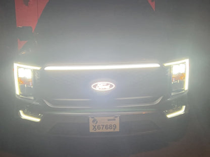RedRock Baja Style Upper Replacement Grille with LED Light Bar and Emblem Surround (21-23 F-150, Excluding Raptor & Tremor)
