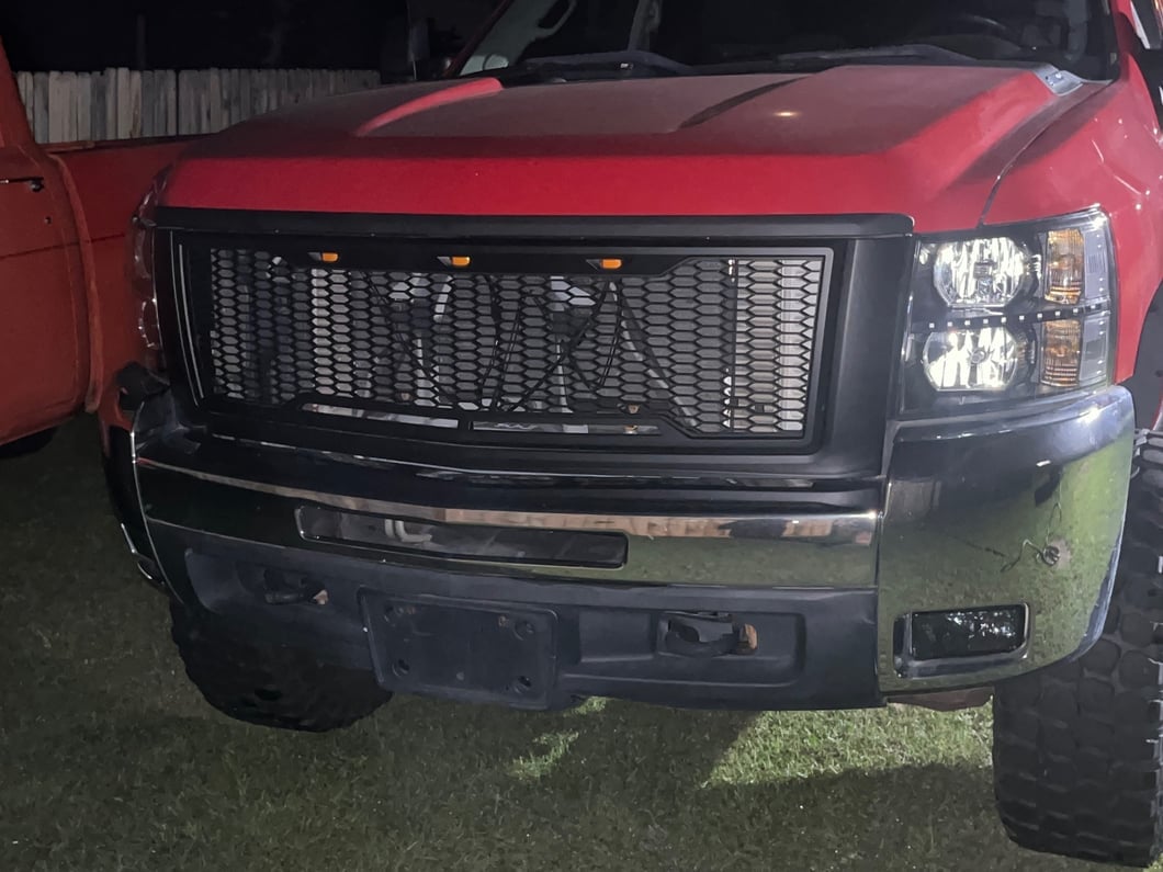 RedRock Impulse Upper Replacement Grille with Amber LED Lights; Matte Black (07-10 Silverado 2500 HD)
