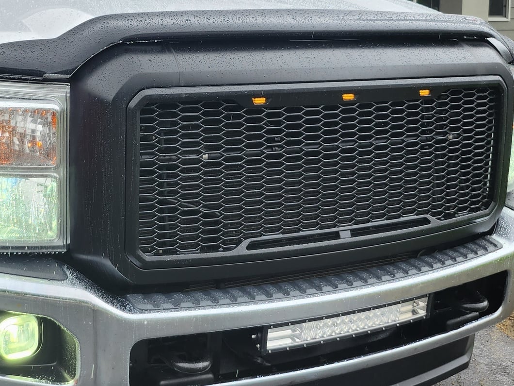 RedRock Baja Upper Replacement Grille with LED; Matte Black (11-16 F-250 Super Duty)