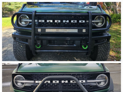 RedRock HD Modular Grille Guard with LED Fog Lights and 20-Inch LED Light Bar; Black (21-25 Bronco, Excluding Raptor)